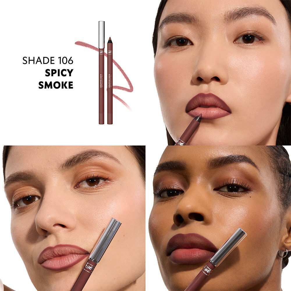 Model applying YSL LOVENUDE KISS SHAPER lip liner for sculpted nude lips.