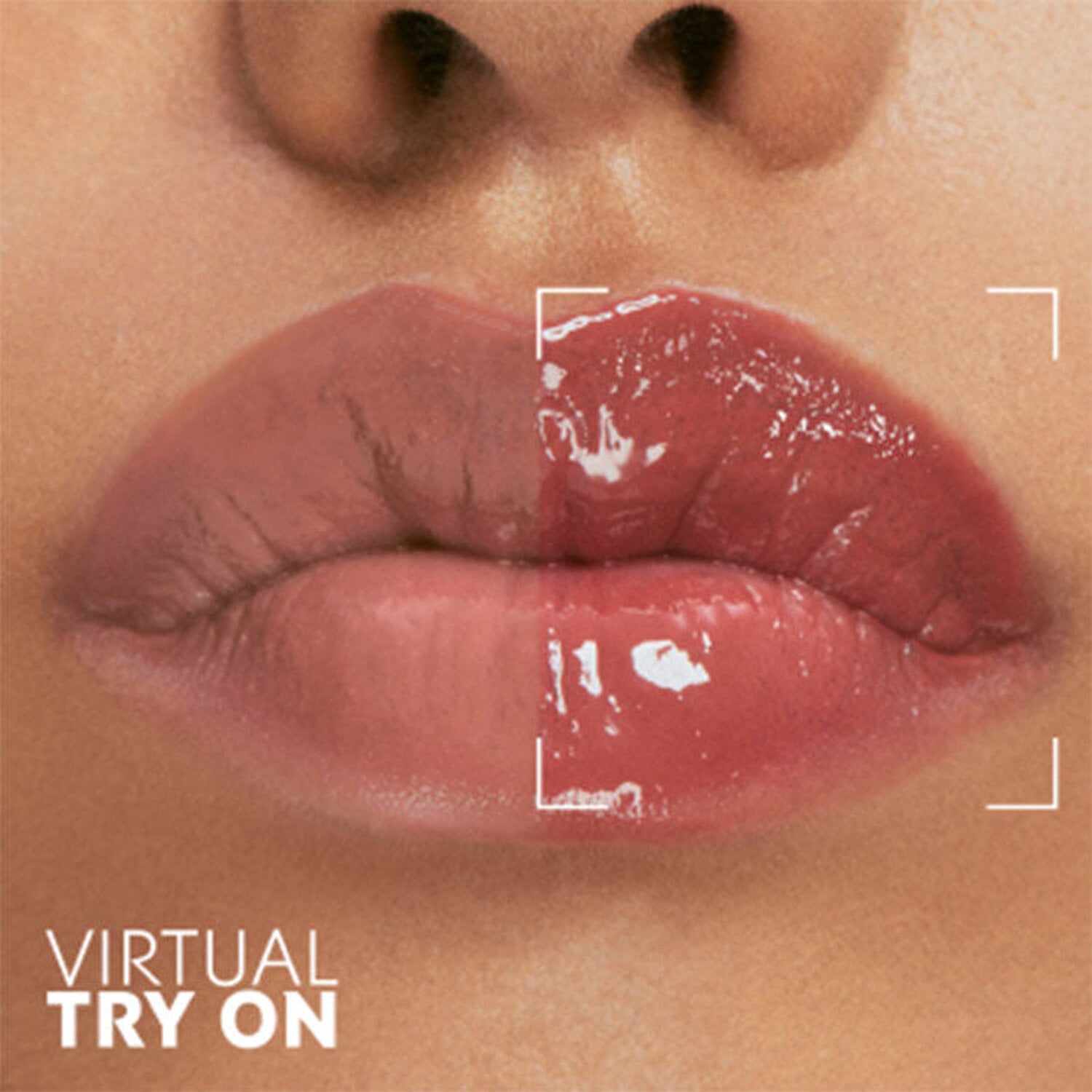 Model with sleek black hair and nails engaging with YSL's Virtual Try-On interface, modern and interactive.